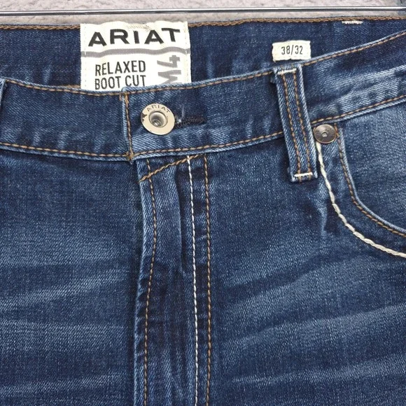 Ariat Jeans Mens 38x32 Blue M4 Relaxed Bootcut Medium Wash Denim Western Cowboy